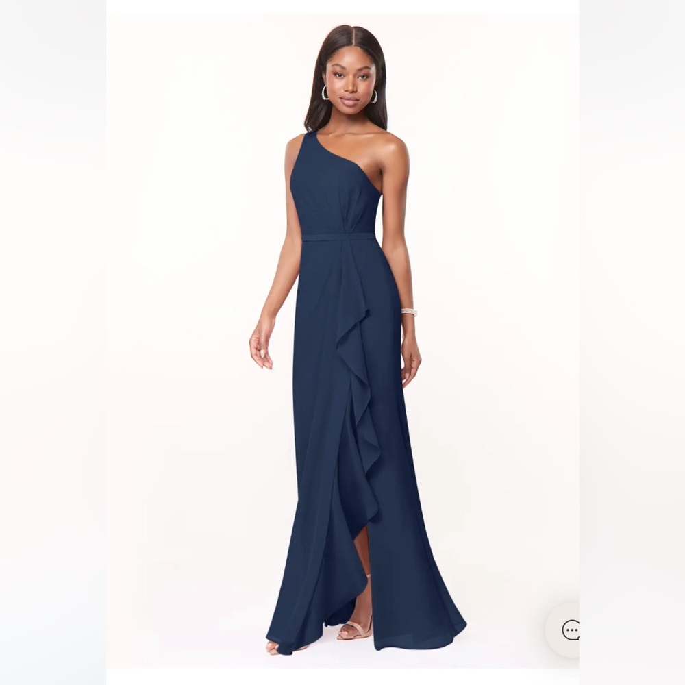 Azazie Navy Blue One Shoulder Dress Liza